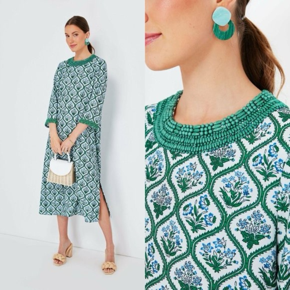 Tuckernuck Green Hyacinth Medallion Jamie beaded  midi dress
